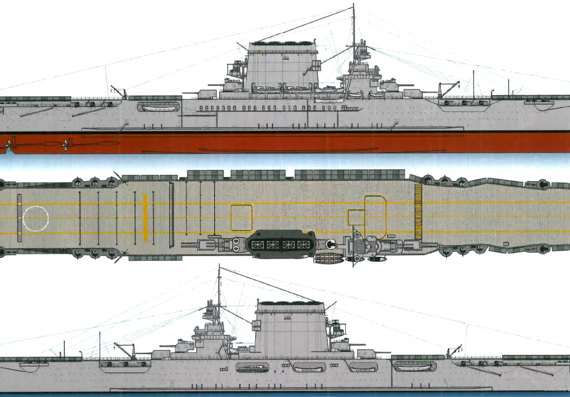 Aircraft carrier USS CV-2 Lexington 1938 [Aircraft Carrier] - drawings, dimensions, pictures